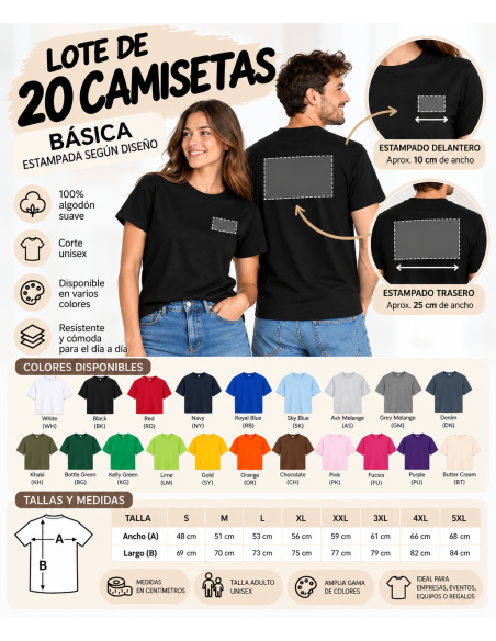 LOTE 20 CAMISETAS PERSONALIZADAS