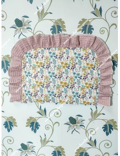 Salvababas Capazo Flores Otoñales rosa con Volante Waffle Maquillaje
