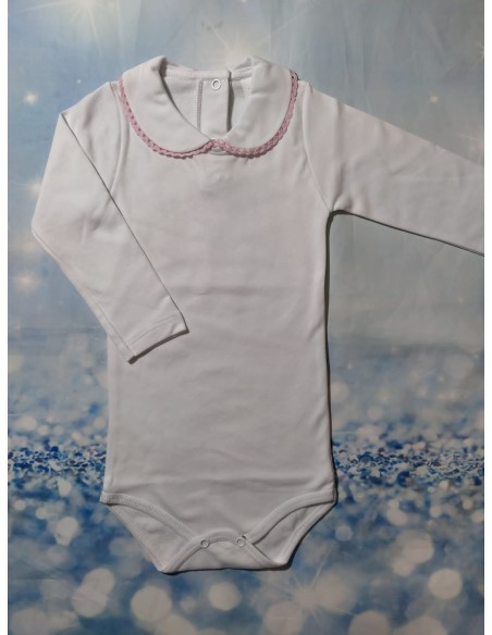 Body Cuello Bebe Con Puntilla Rosa