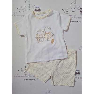 Conjunto Jubón y Pololo Ositos Beige